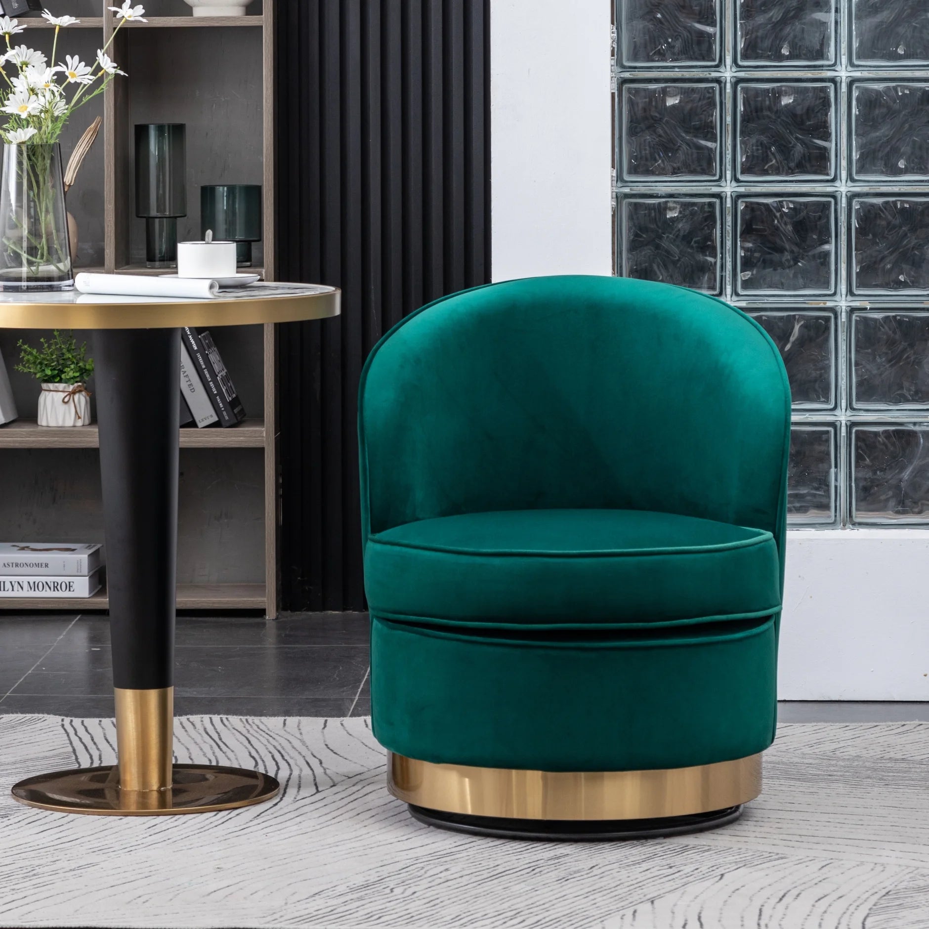 Green Velvet Swivel Chair U309