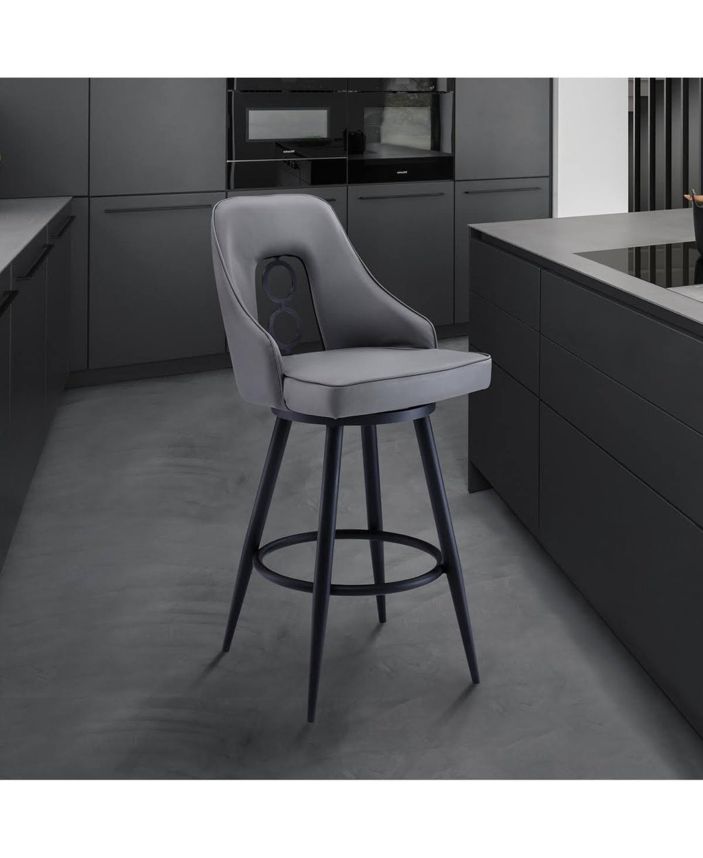 Black Faux Leather Bar Height Barstool B1896
