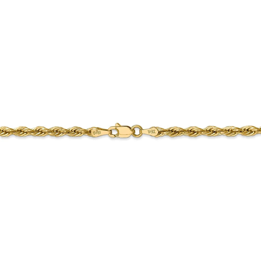 14kt Yellow Gold 3.0mm Semi-Solid Rope Chain 18 inch Lobster Clasp S243913
