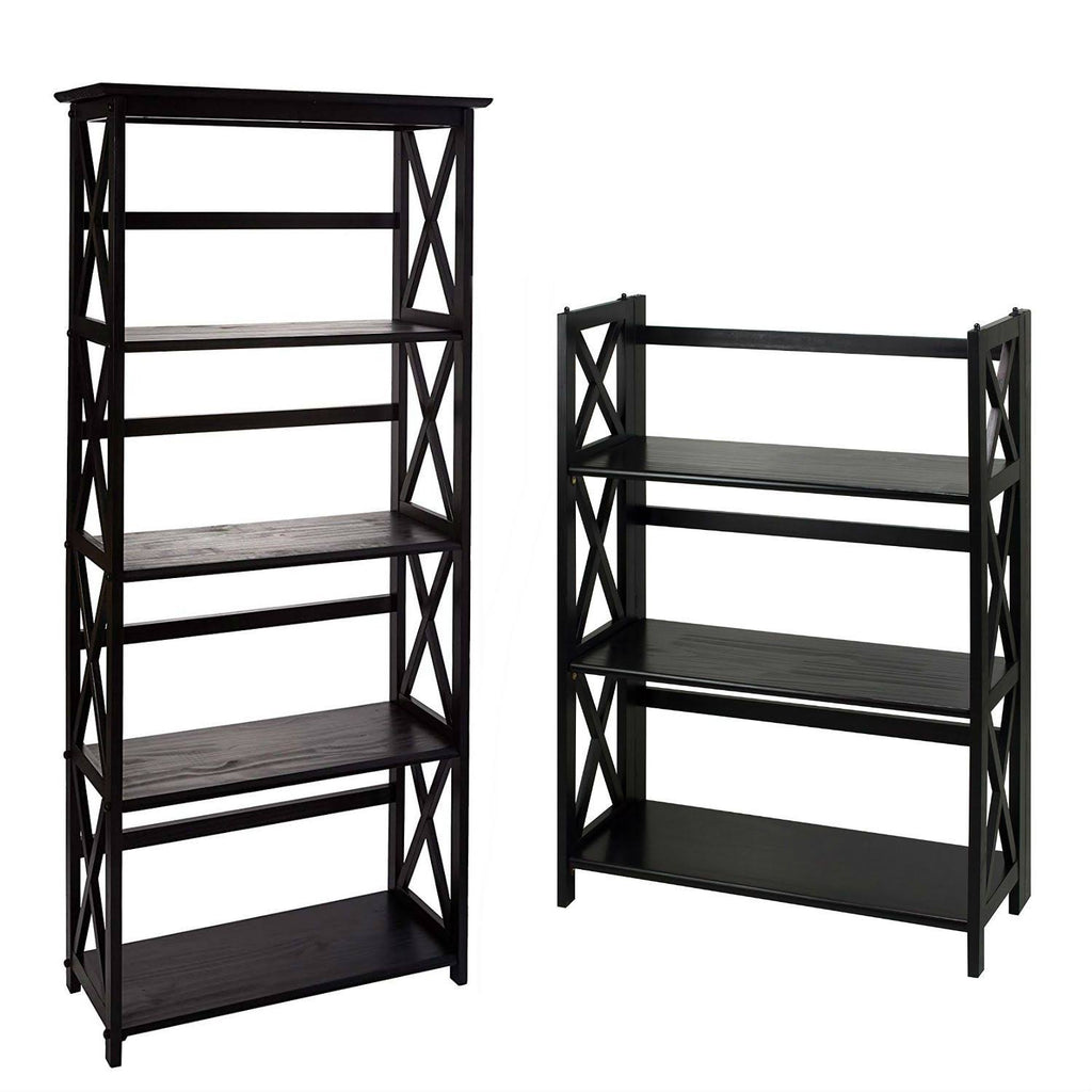 5-Shelf Bookcase with 3-Shelf Folding Bookcase J970177