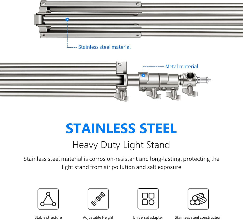 Stainless Steel Light Stand, 79 inches/200 Centimeters, Pack of 2 H6371