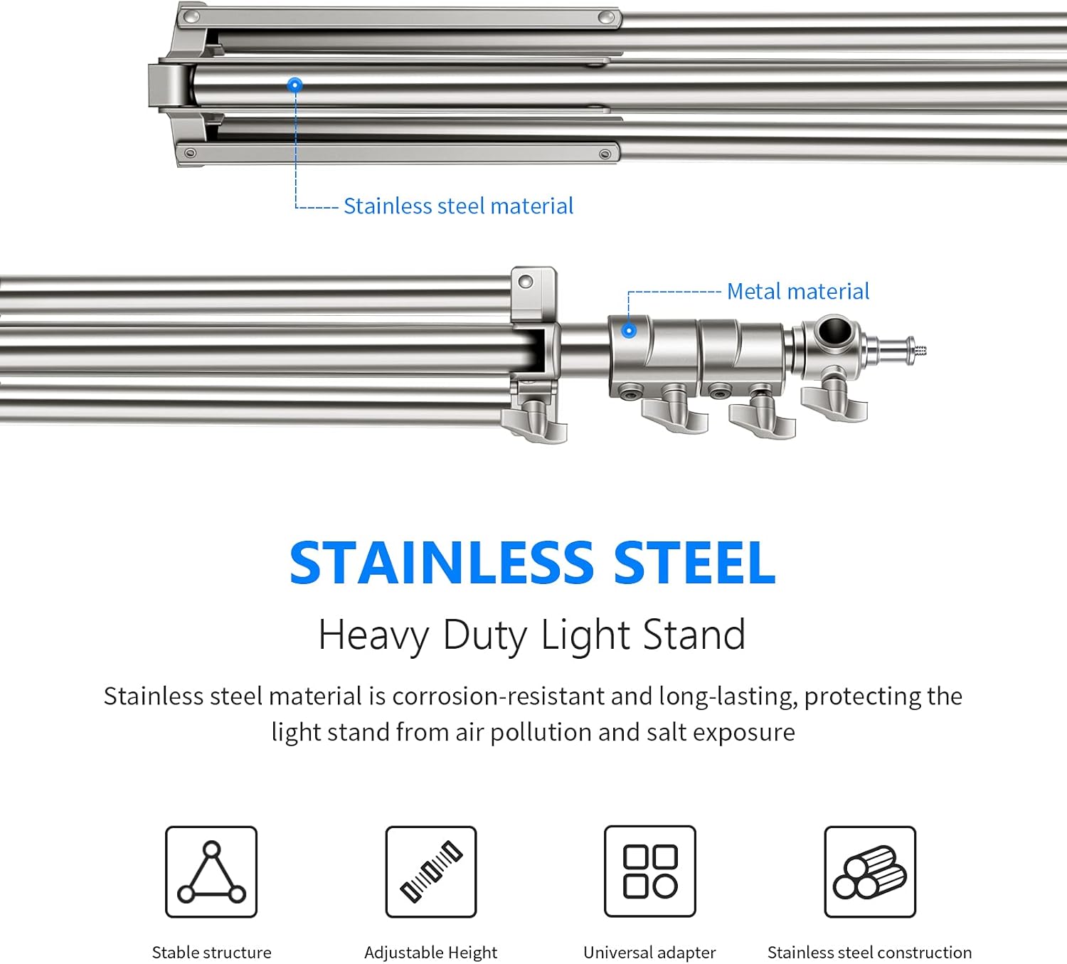 Stainless Steel Light Stand, 79 inches/200 Centimeters, Pack of 2 H6371