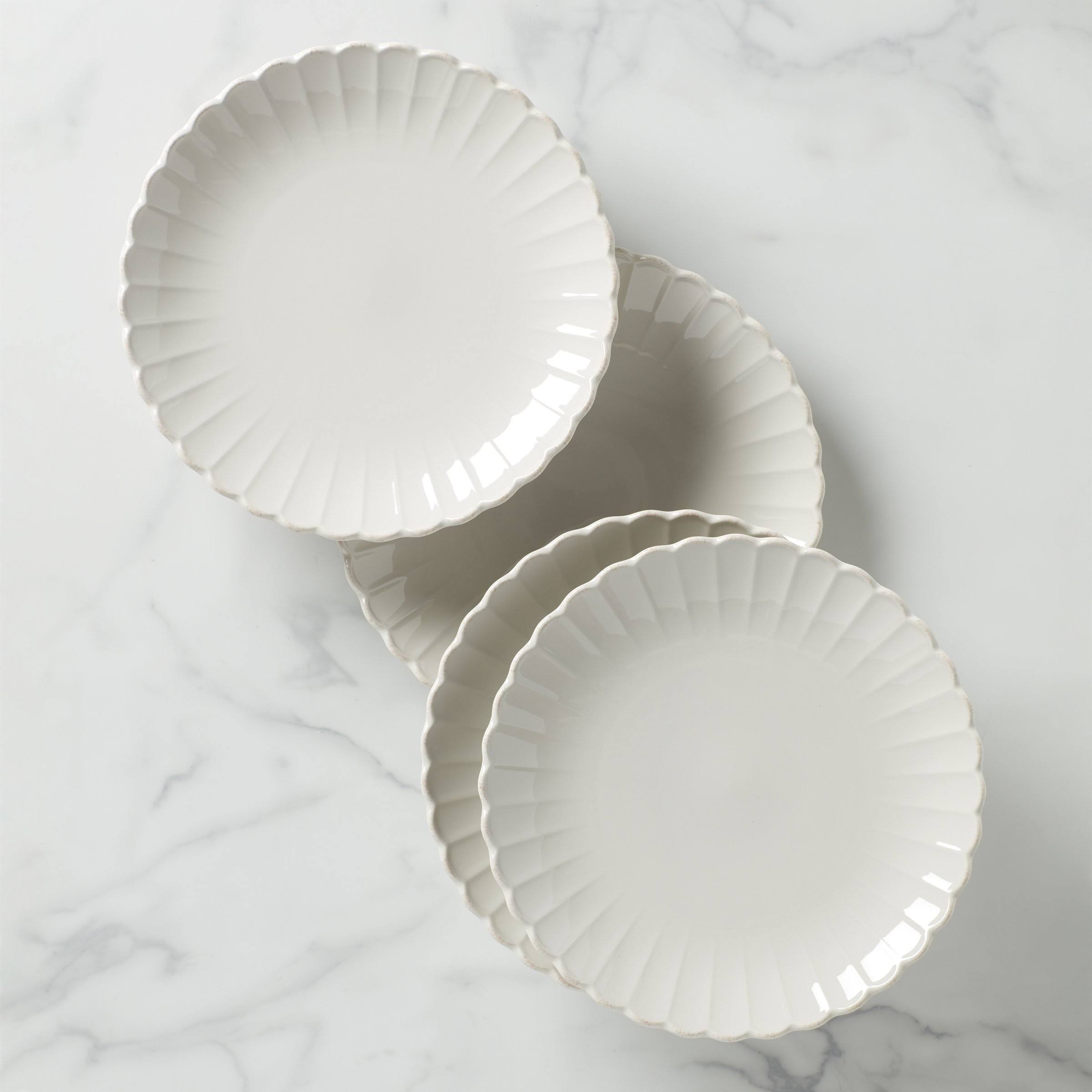 French Perle Scallop Dinner Plate Set - 4 Piece K1589