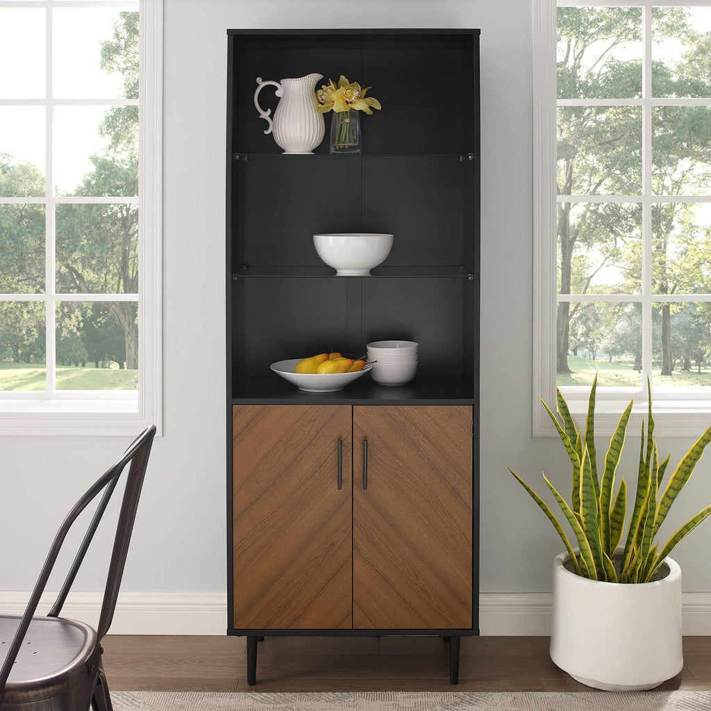 3 Shelf Bookcase Hutch Style Bookmatch Vertical Black A3882