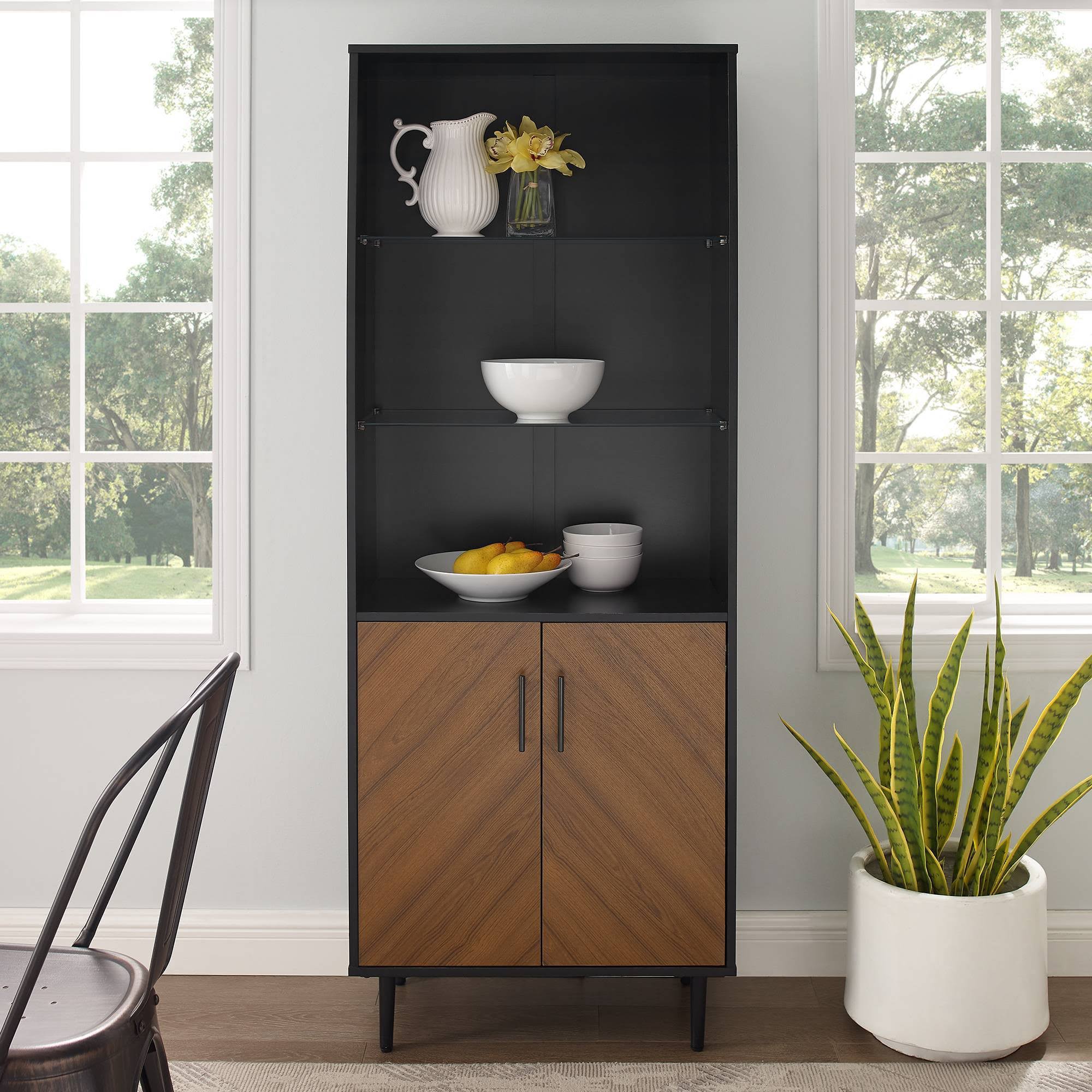 3 Shelf Bookcase Hutch Style Bookmatch Vertical Black A3882