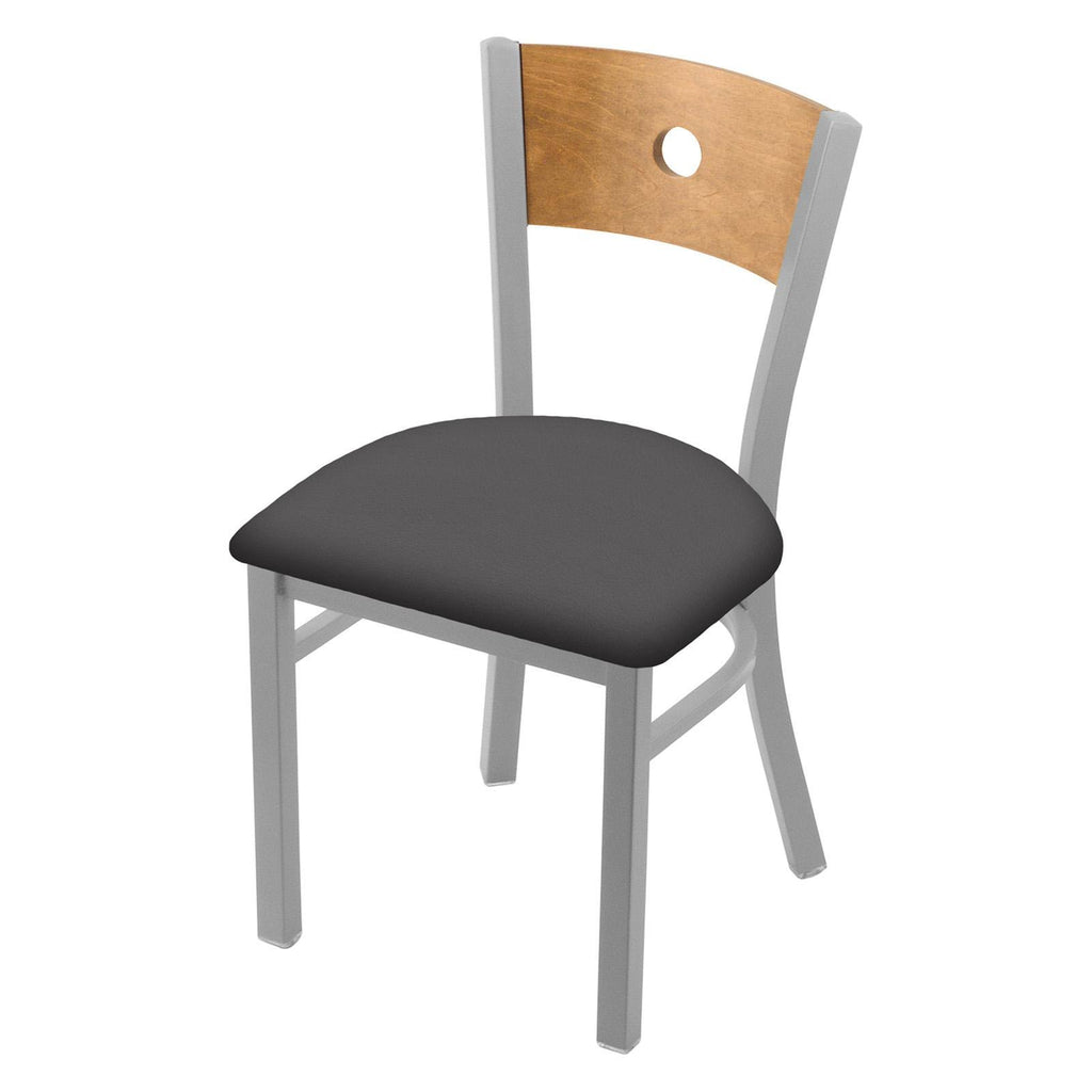 Pewter Finish Medium Grey Seat Natural Maple Back Chair I93742