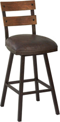 Counter Height Swivel Barstool in Espresso Fabric and Auburn Bay Finish with Walnut Wood S7407