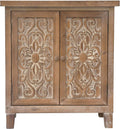Solid Wood Storage Cabinet with Carved Doors R711