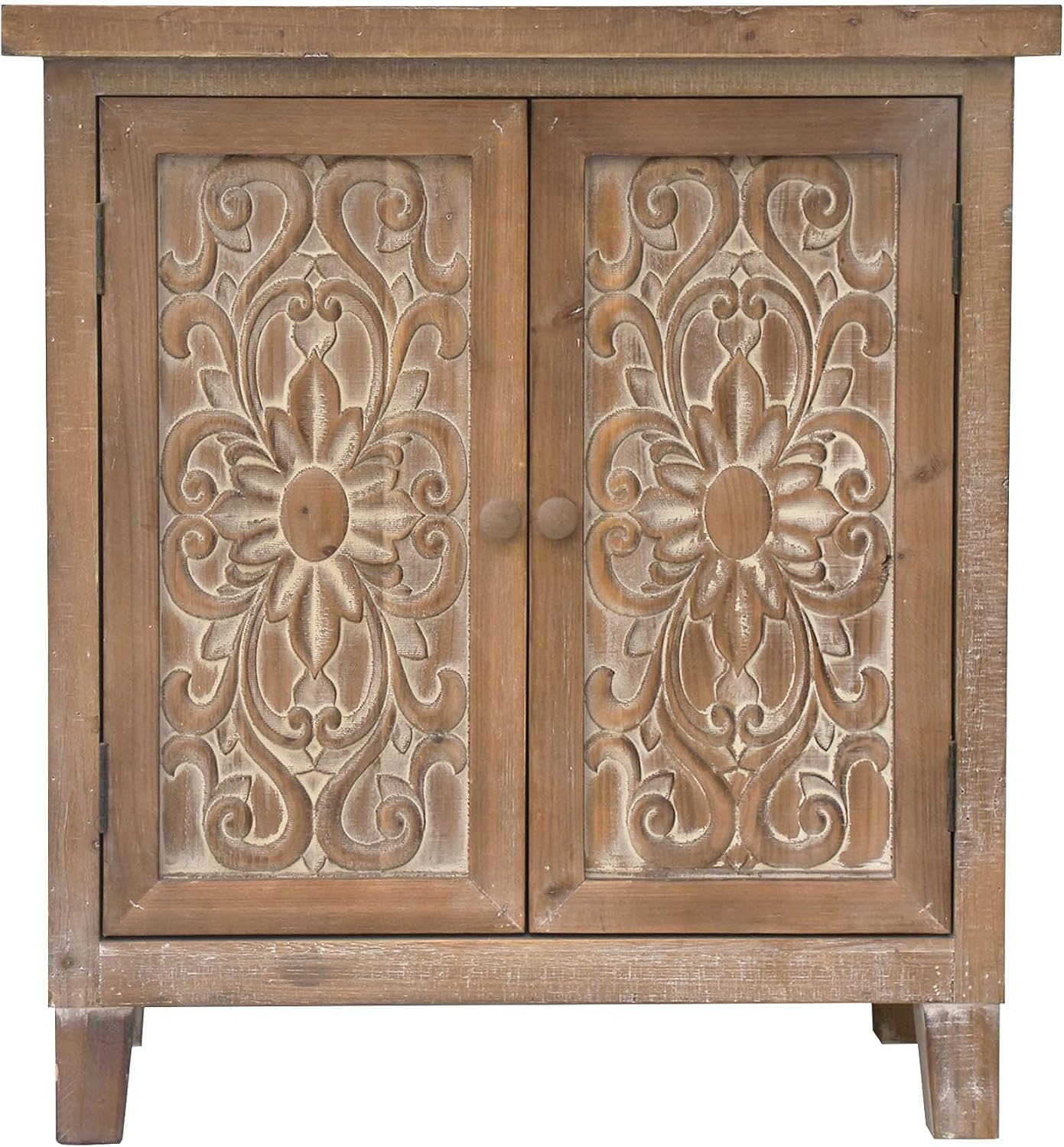 Solid Wood Storage Cabinet with Carved Doors R711