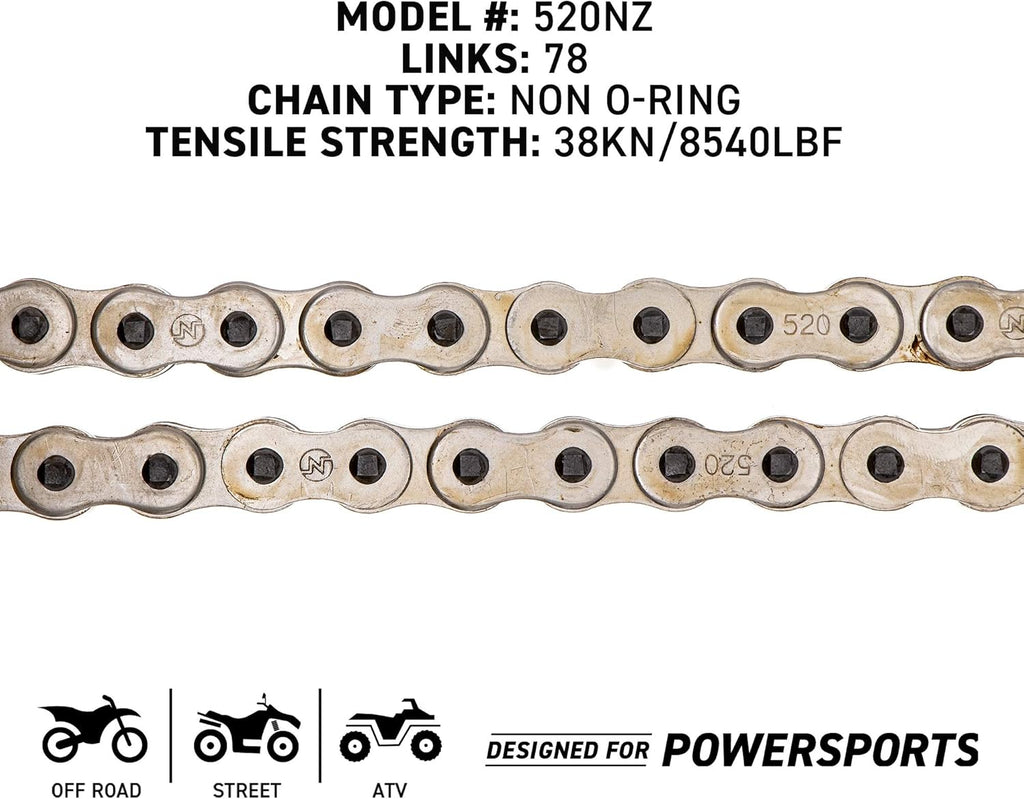 Drive Sprocket Chain Combo Front 11 Rear 40 Tooth 520NZ Standard 78 Links Pack of 2 P7294