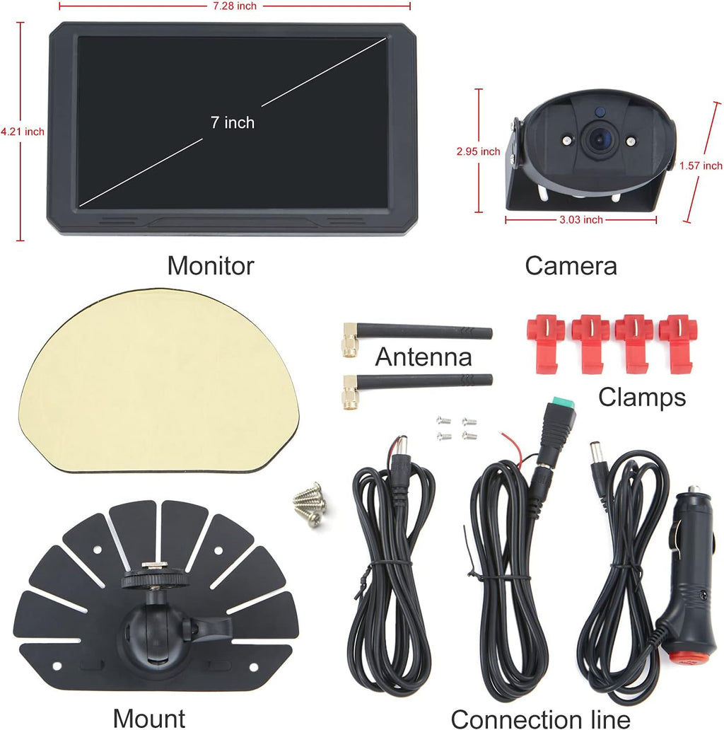 720P 7 Inch Digital Wireless Backup System Kit with 2 Rear View Camera Inputs Q172483
