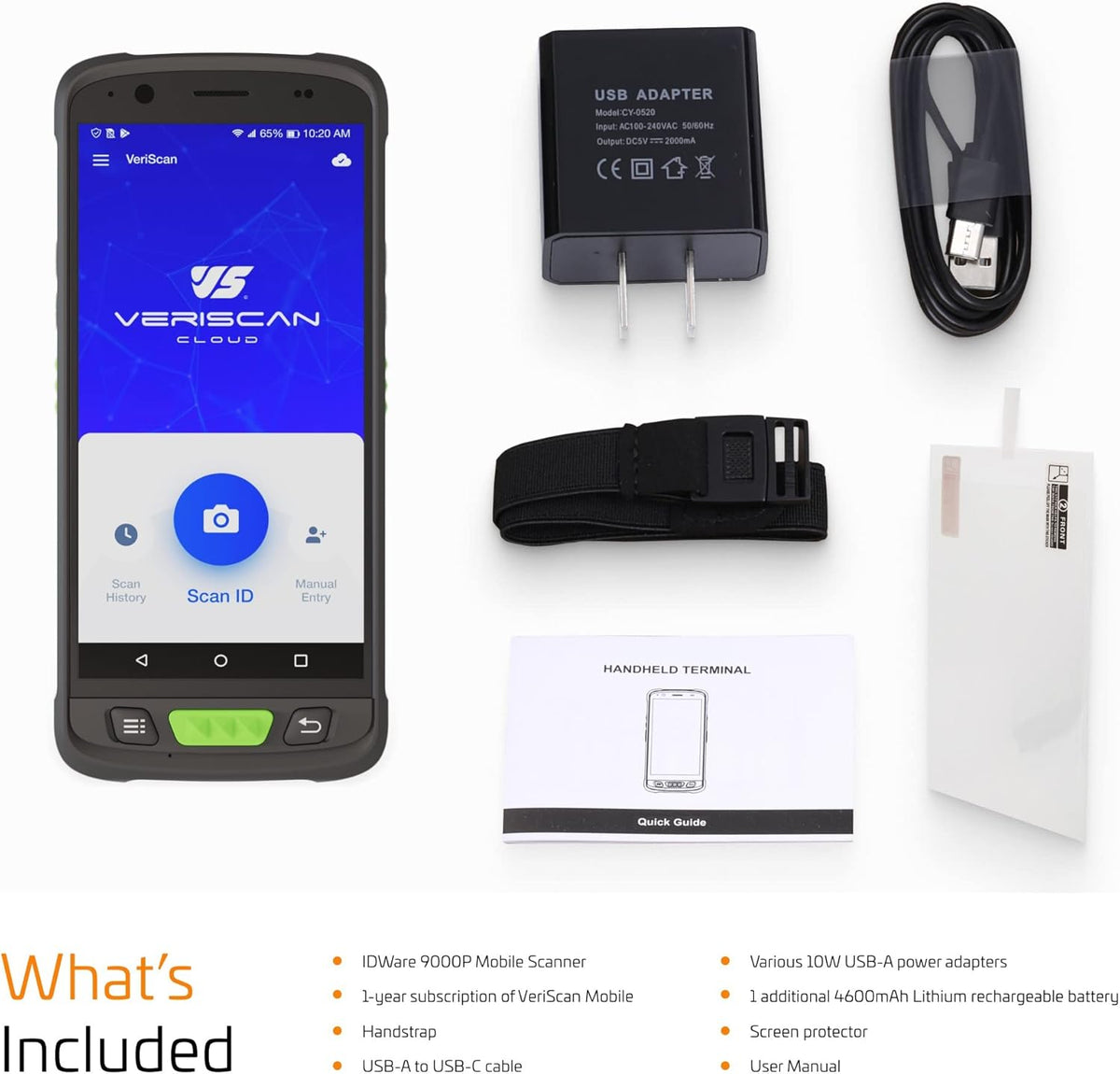 Touchfree ID & Passport Scanner with Charging Cradle & Carrying Case S6005