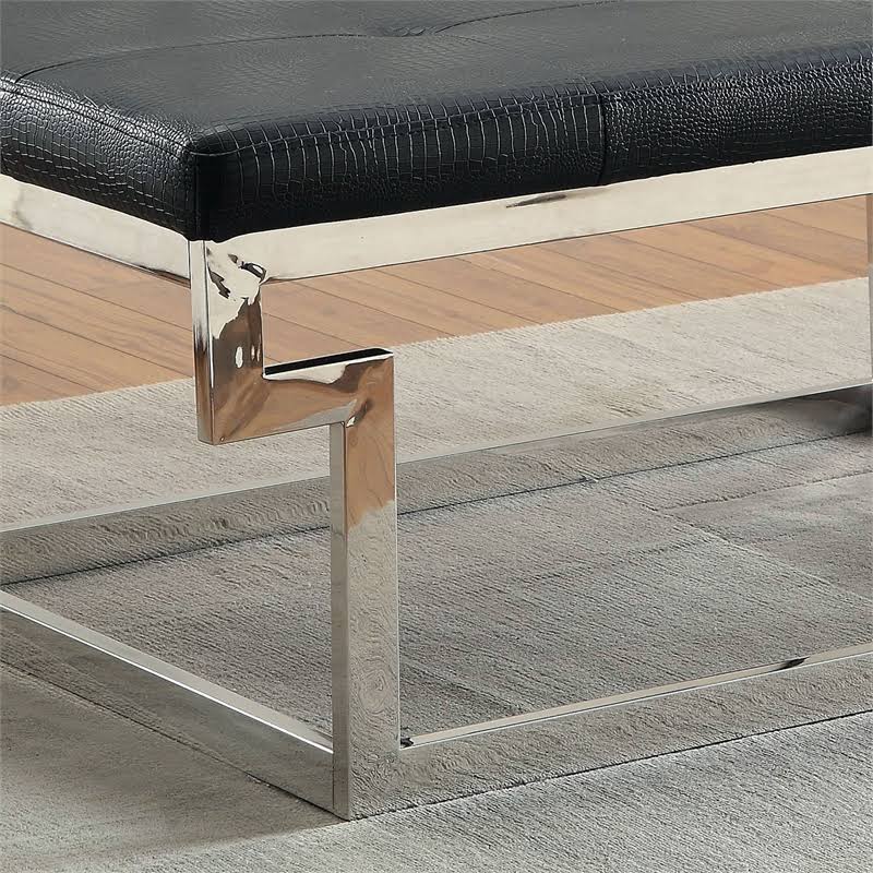 Tufted Faux Leather Bench in Black Z750393