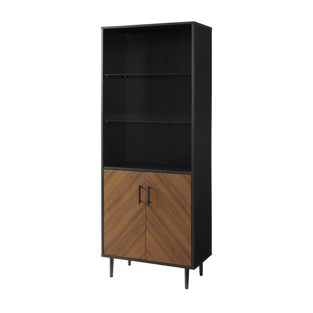 3 Shelf Bookcase Hutch Style Bookmatch Vertical Black A3882