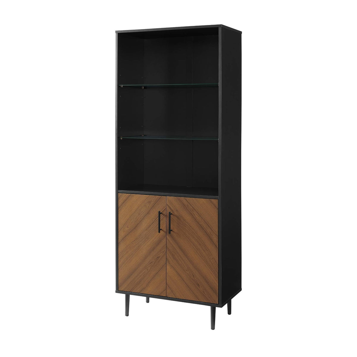 3 Shelf Bookcase Hutch Style Bookmatch Vertical Black A3882
