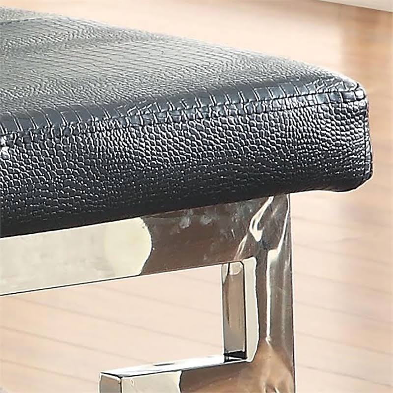 Tufted Faux Leather Bench in Black Z750393