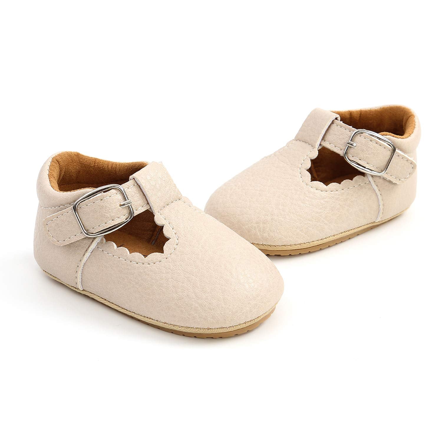 Beige Baby Girl Mary Jane Flats Dress Shoes K1696