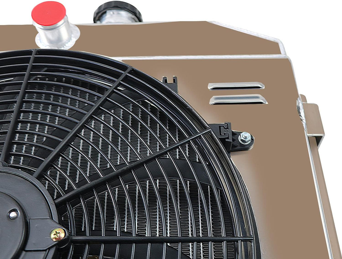 4 Row Radiator with Shroud 16" Fan for 1955-1957 Chevy Bel-Air Nomad V8 T633448