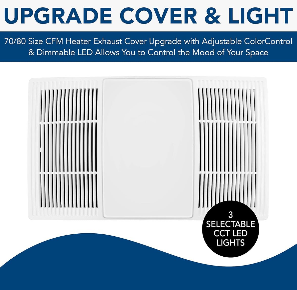 White Dimmable LED Bath Fan Exhaust Cover Grille, 80 CFM H540
