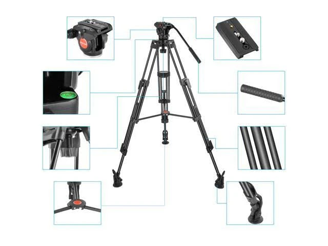 Heavy Duty Video Camera Tripod, 64 inches Aluminum Alloy N267