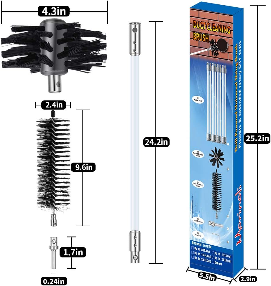 36 Feet Dryer Vent Cleaning Kit with Drill Attachment J2291