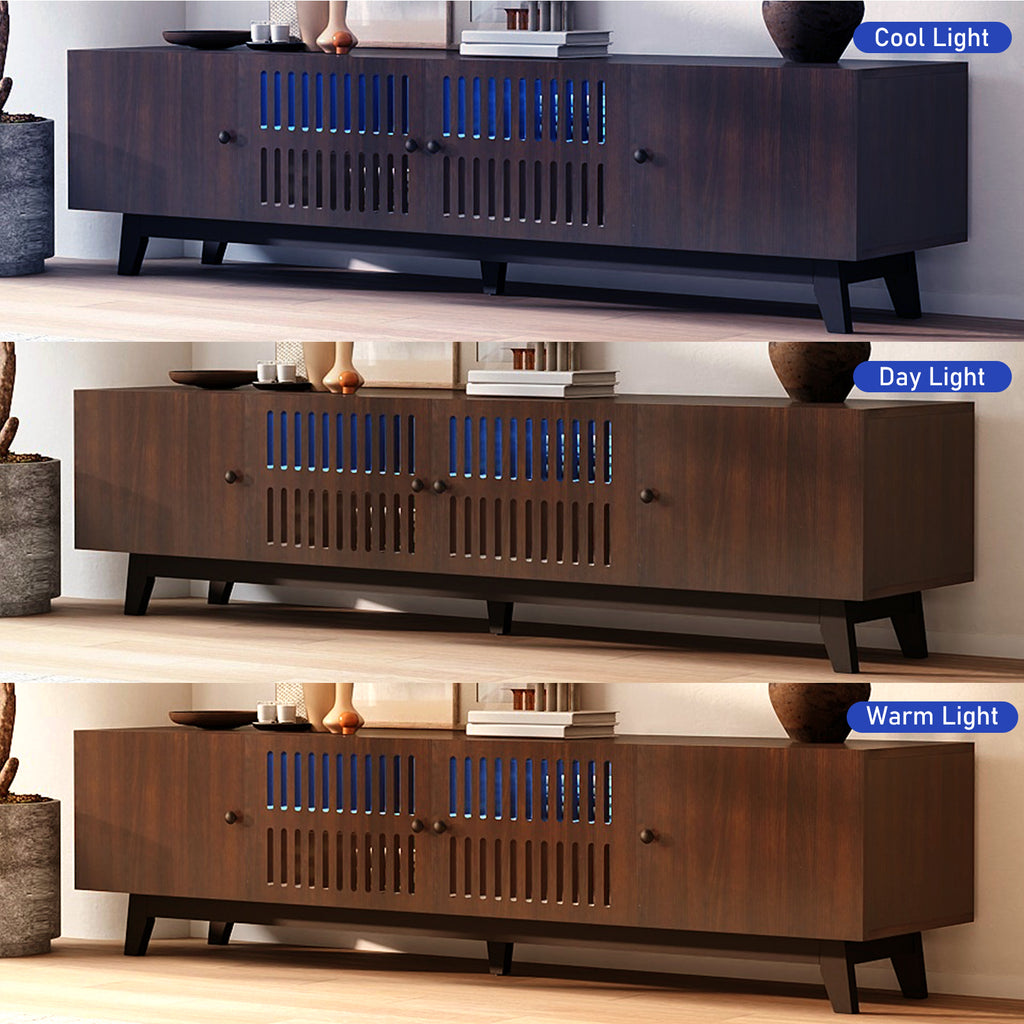 Brown 66 in TV Stand with Storage and LED Light V14270