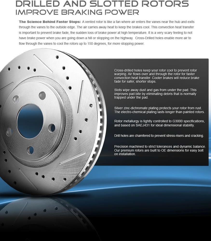 FRONT 287mm 6 Lug Rotors with Metallic Brake Pads and Clips N30585