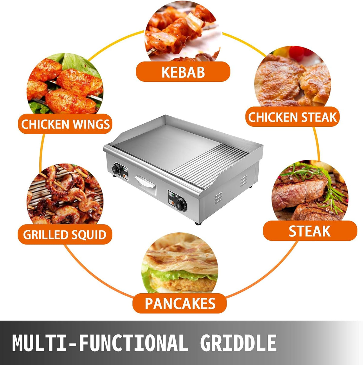 29" Commercial Electric Griddle, Countertop Flat Top Griddle, Non-Stick Stainless Steel Grill W274