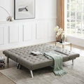 Gray Faux Leather Reversible Sleeper Sofa and Chaise S11414