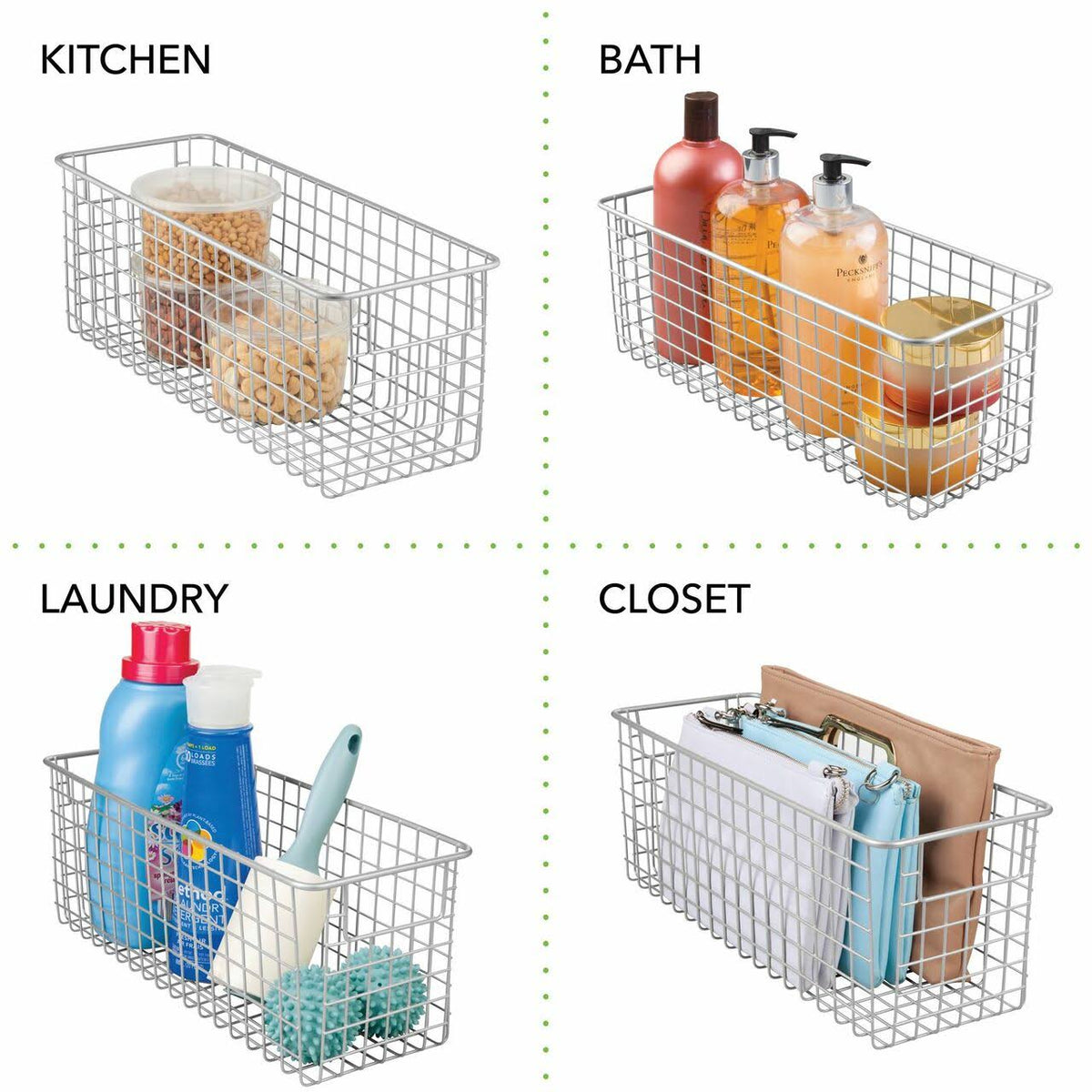 Metal Wire Kitchen Pantry Food-Storage Organizer Basket Y948