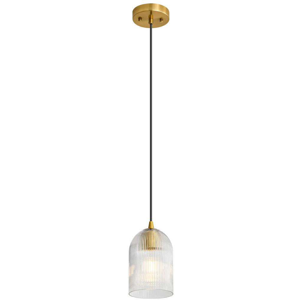 1-Light Dimmable Clear Glass Modern Shaded Pendant G222606