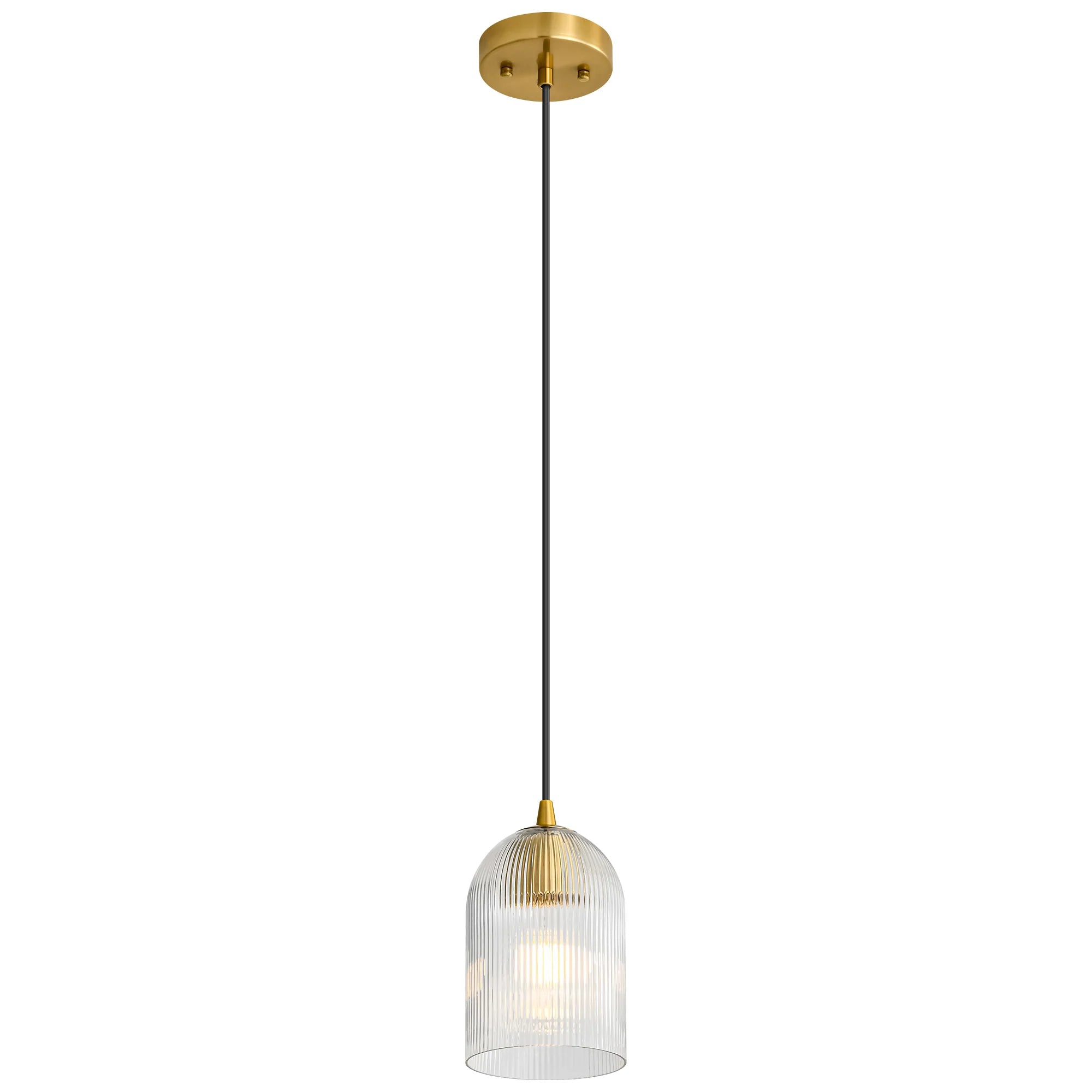 1-Light Dimmable Clear Glass Modern Shaded Pendant G222606