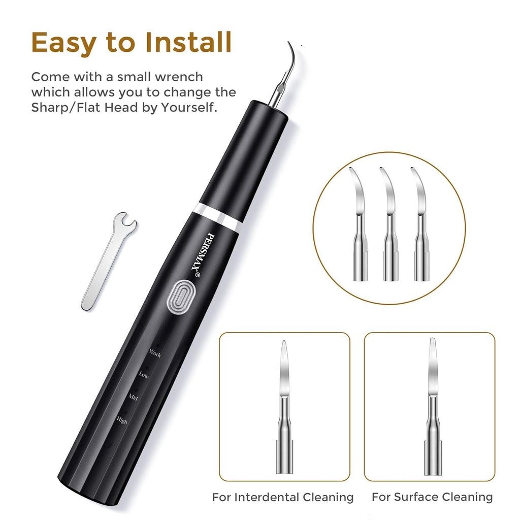 Electric Tooth Cleaner with 3 Modes, Dental Tartar Calculus Tooth Stain Remover Cleaning Tool Kit, Pack of 2 U974639