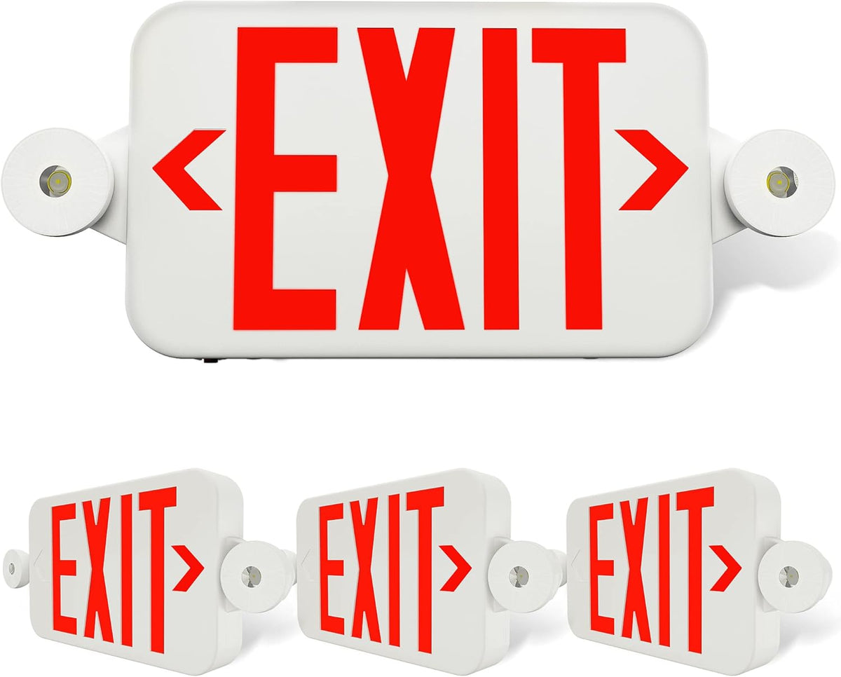 2 Pack Battery Backup LED Exit Sign with Emergency Lights D7812