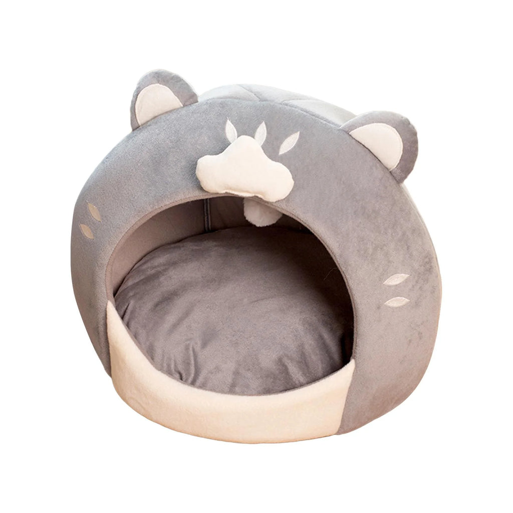 Covered Cat Bed House Tent with Plush Ball Inner Cushion V8288