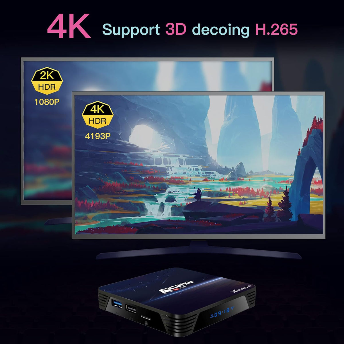 Android TV Box 4GB 64GB Ultra HD 4K HDR WiFi Bluetooth Set Top Box Pack of 2 Q7512