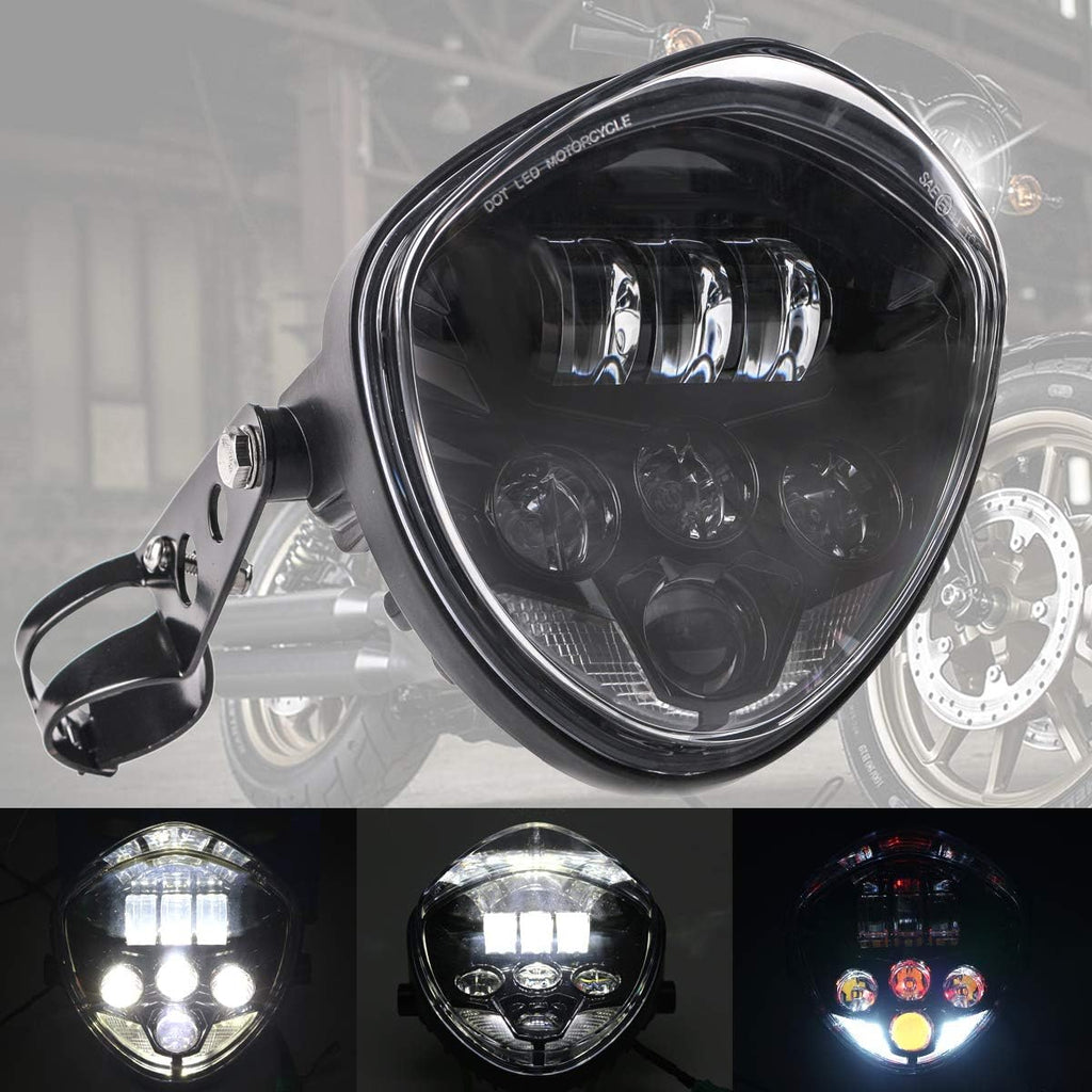 Red DRL LED Motorcycle Headlight with Headlight Housing Bucket F4143