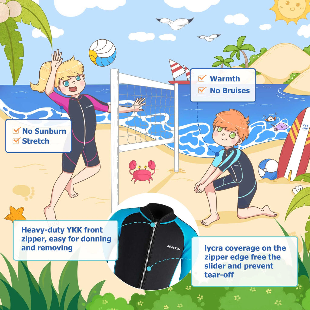 2mm Kids Front Zipper Shorty Wetsuit A9612