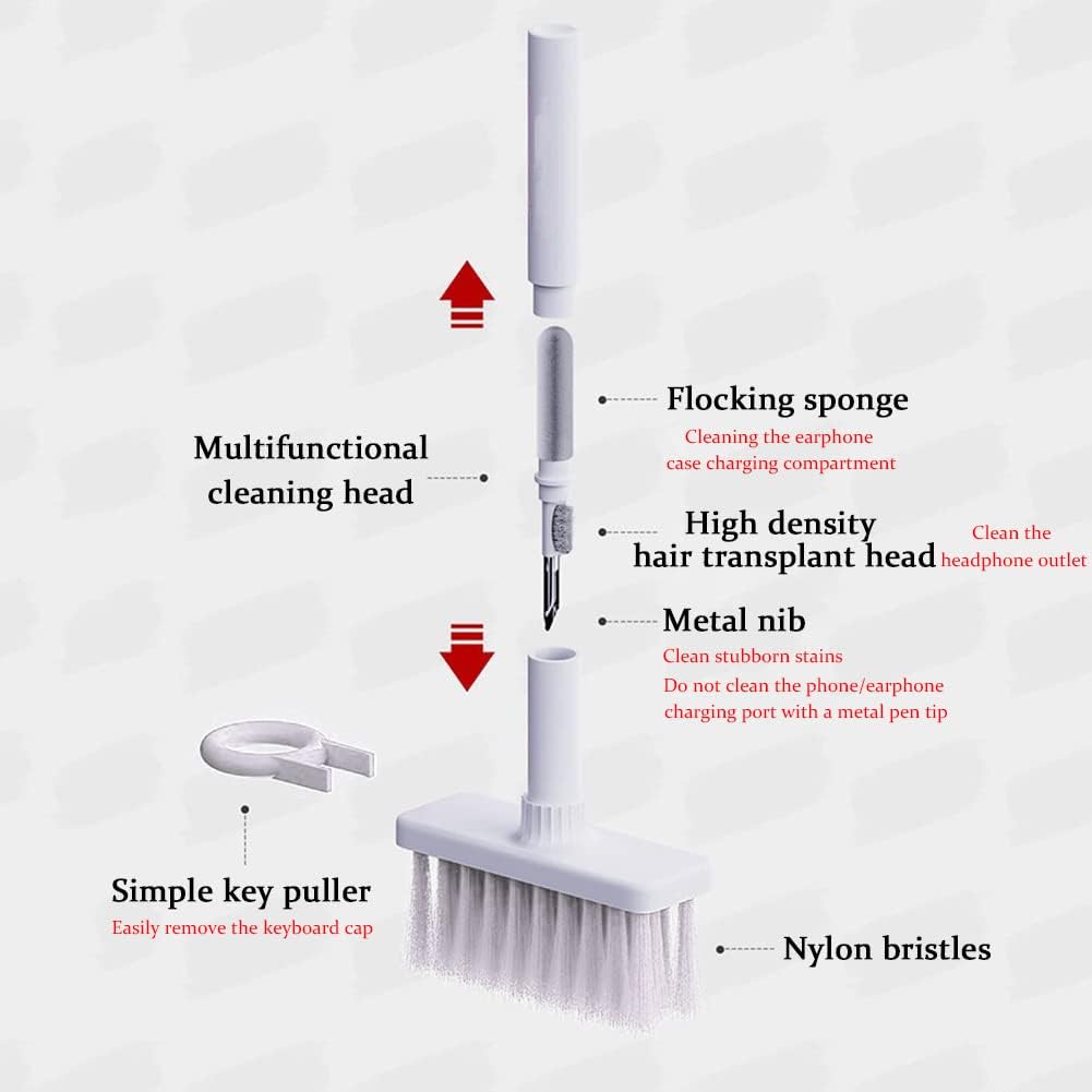 Keyboard Cleaner Pen Tool, 5 in 1 Multi-Function Cleaning Tools Kit with Keycap Puller D753