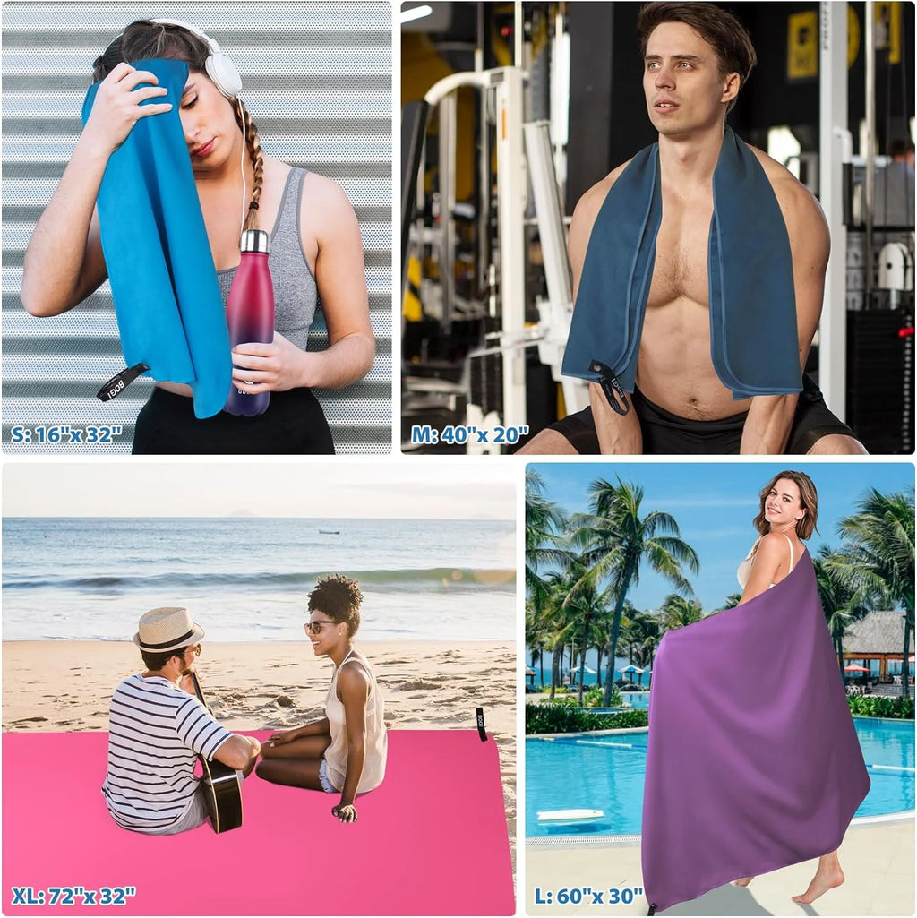 Grey Microfiber Travel Towel 2 Pcs 16''x32'' Q38083
