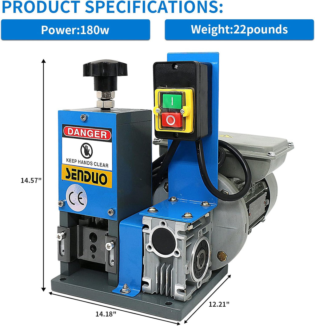Automatic Wire Stripper Machine, 0.06-1inch, 60ft/Min G70281