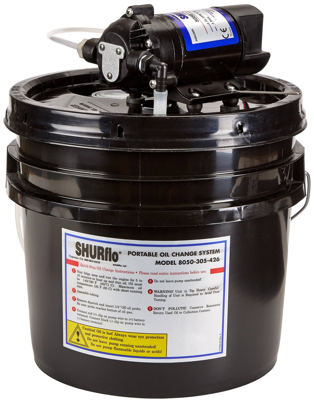 Oil Change Pump with 3.5 Gallon Bucket, 12 VDC, 1.5 GPM A454