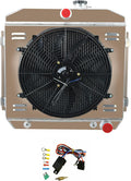 4 Row Radiator with Shroud 16" Fan for 1955-1957 Chevy Bel-Air Nomad V8 T633448