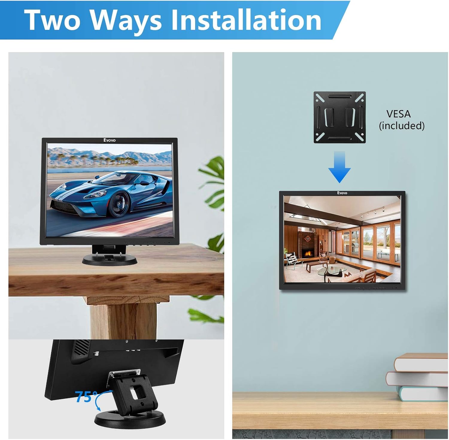 14 inch LCD HDMI Monitor with Built-in Speakers and Remote H774