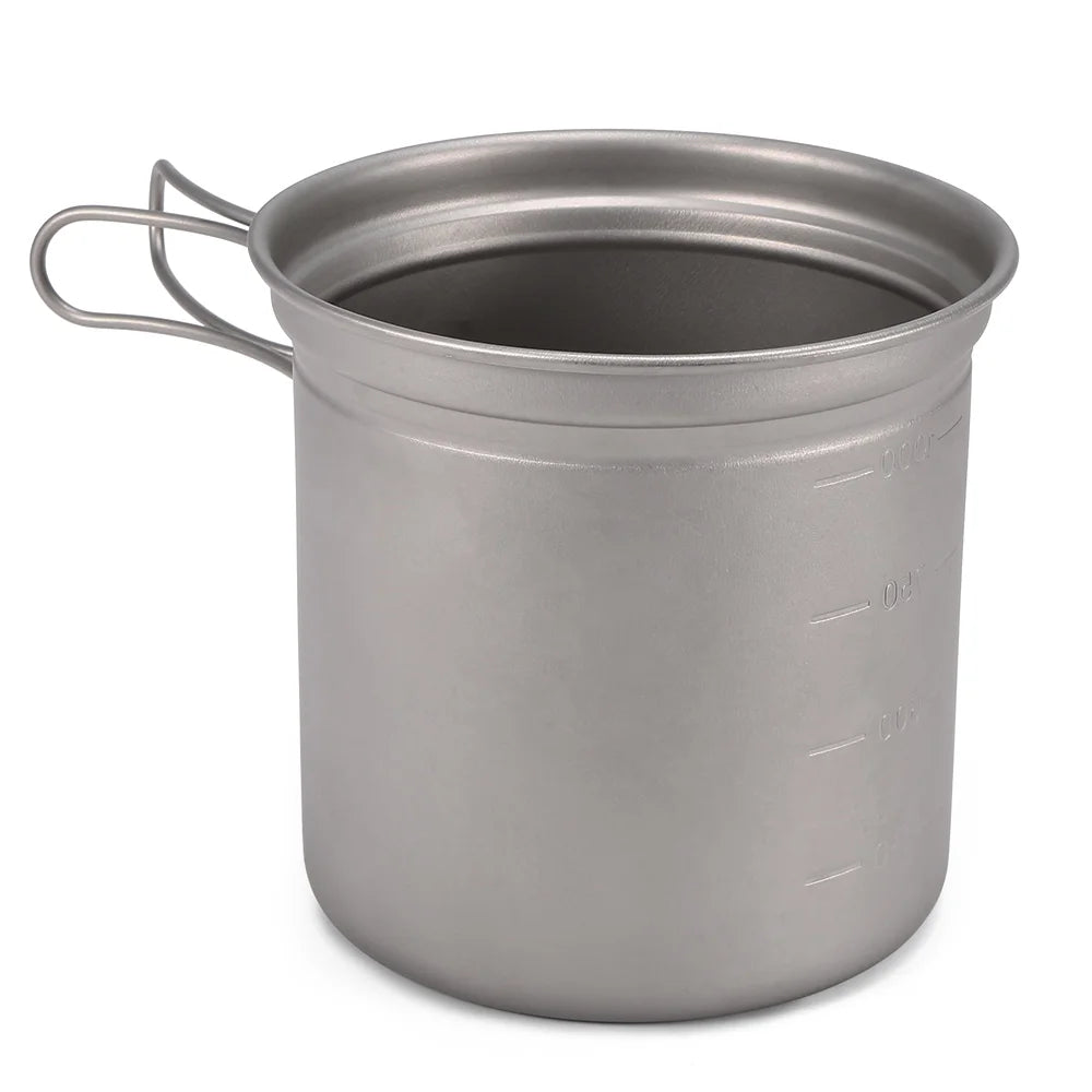 Titanium Cookware Set 1000ml 750ml Pot Pan Spoon Set E6491