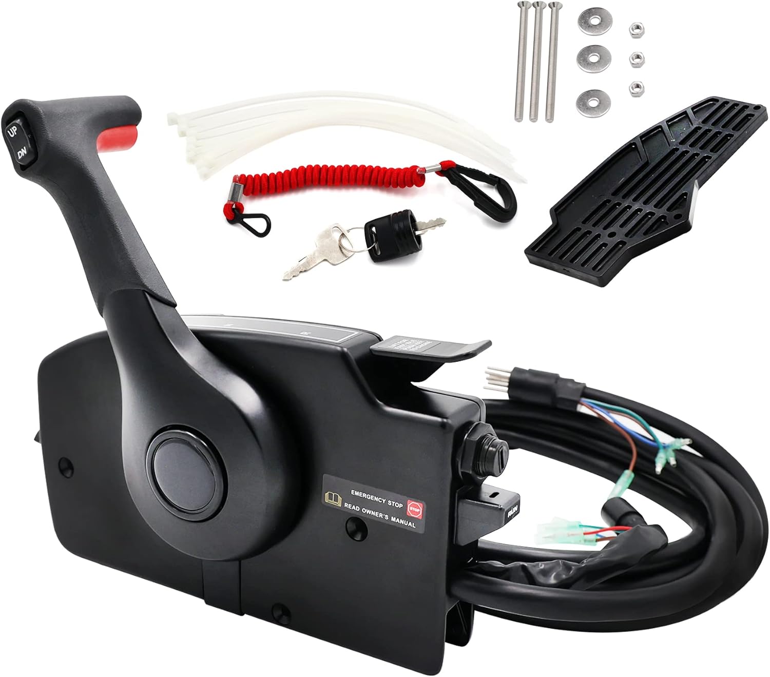 Outboard Remote Control Box with Side Mount, 8Pin Cable, Emergency Lanyard O984