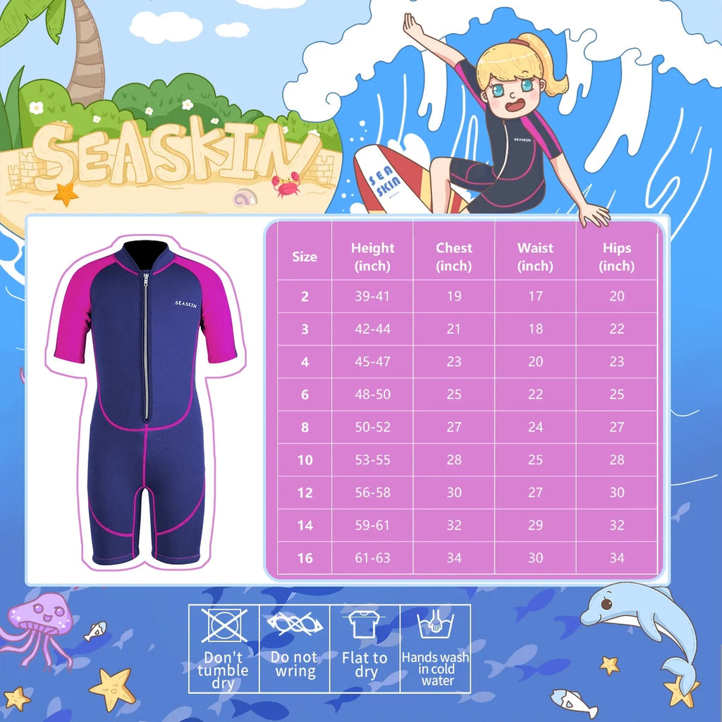 2mm Kids Front Zipper Shorty Wetsuit A9612