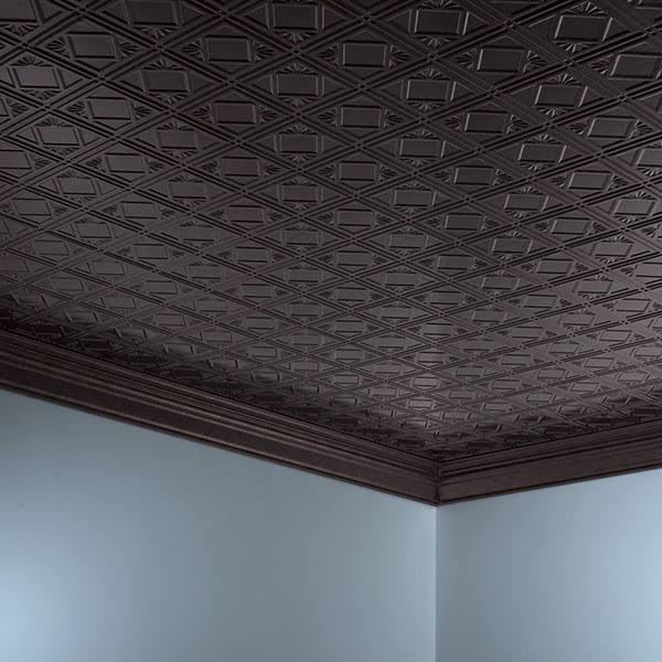 Smoked Pewter 2ft x 4ft Glue Up Vinyl Ceiling Tile (5 Pack) M314