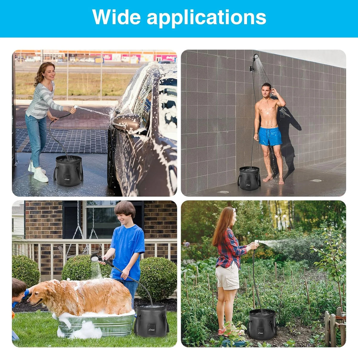 Portable Electric Shower with 20L Collapsible Bucket I31198