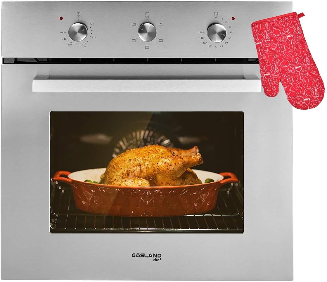 24 Inch Built-in Electric Oven with Rotisserie, Black Glass T97315